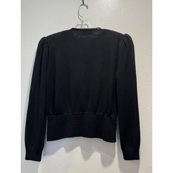 Vintage ST. JOHN Santana Knit Evening Top Women’s Black Satin Bow Retro Bling - Picture 3 of 11